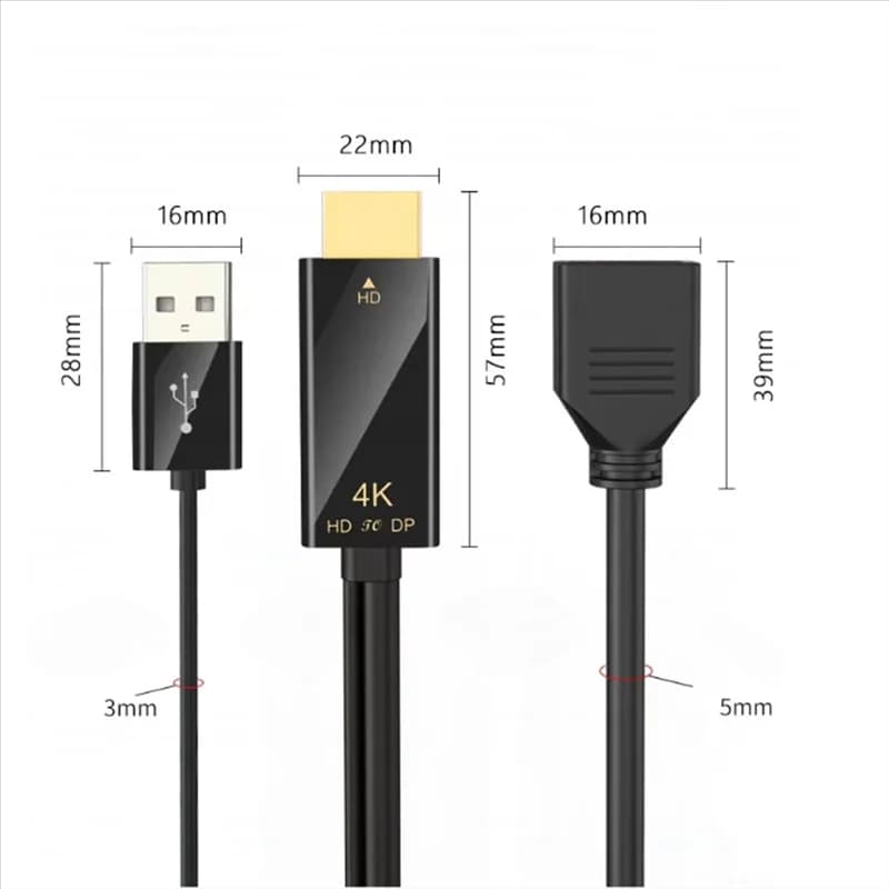 Male to female convertor cable Displayport compatible with AT41HDMI Converter Adapter cable from 4K to 60Hz compatible with HDMI to DP