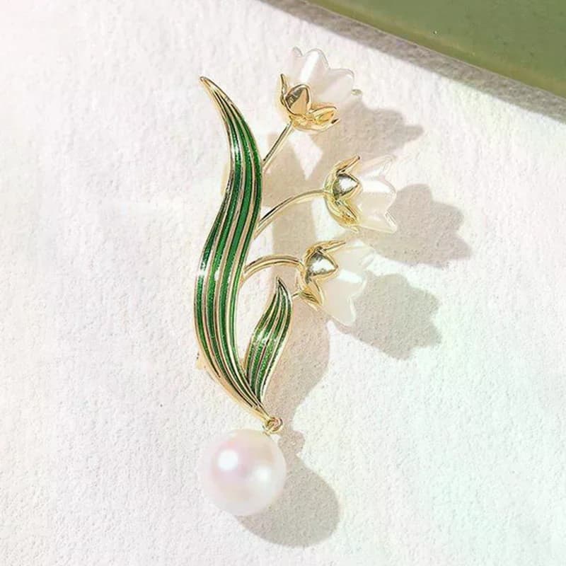 Spille da donna alla moda a forma di fiore di giglio della valle, gioielli per abiti, cappotti, accessori per banchetti, matrimoni, feste, regali
