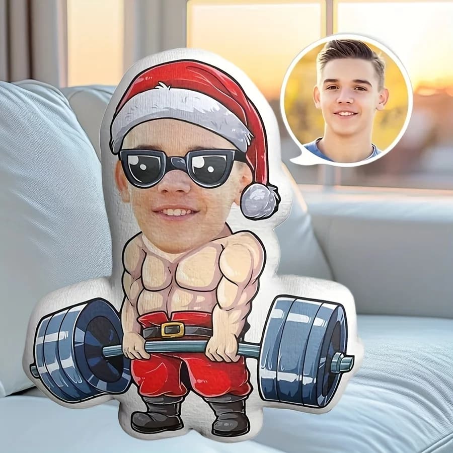 Cuscino per il Viso con Design Fitness Maschile, Personalizzato, Regalo Perfetto per Uomini e Donne, Stampa 3D Realistica