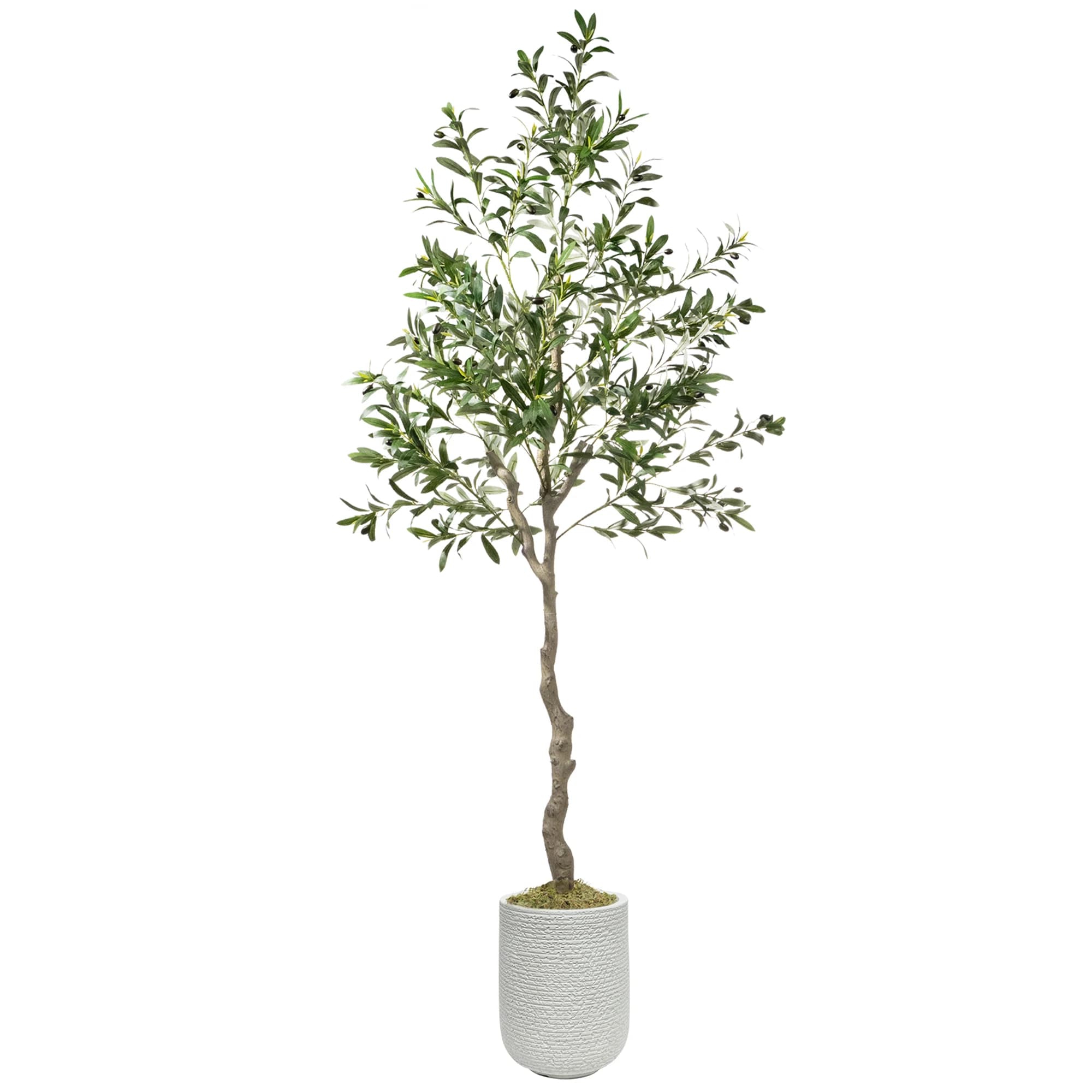 Artificial olive 7 feet tall fake silk plant for home office furniture false realistic pot tree for interior and exterior 1 pk