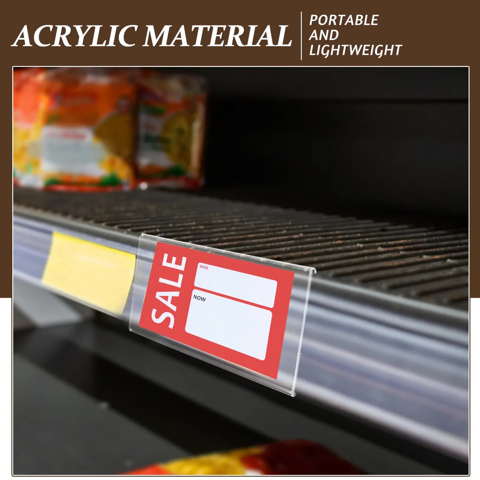 6 etichette in acrilico per scaffali, porta-prezzi, supporto stabile per cartelli, accessori per display verticali resistenti all'usura per supermercati