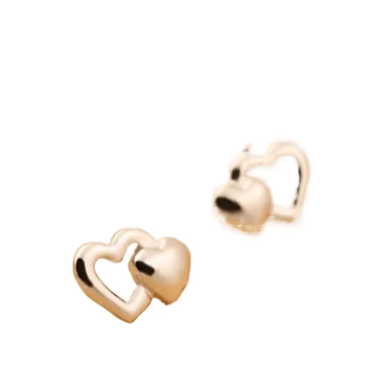 Orecchini a bottone a forma di doppio cuore in argento sterling 925, regalo dal design semplice e alla moda per ragazze, orecchini eleganti per le donne