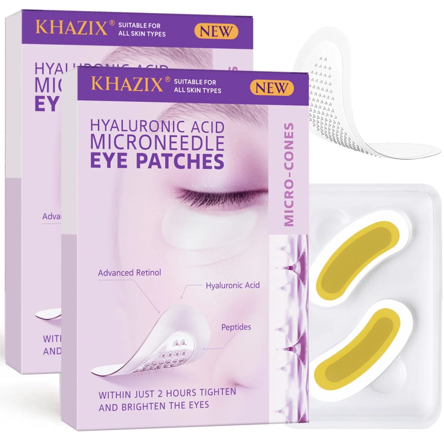 Patch Occhi con Acido Ialuronico e Retinolo, Peptidi Rassodanti per Riparazione Cutanea, per Contorno Occhi, Fronte e Rughe del Sorriso, 1 Paio