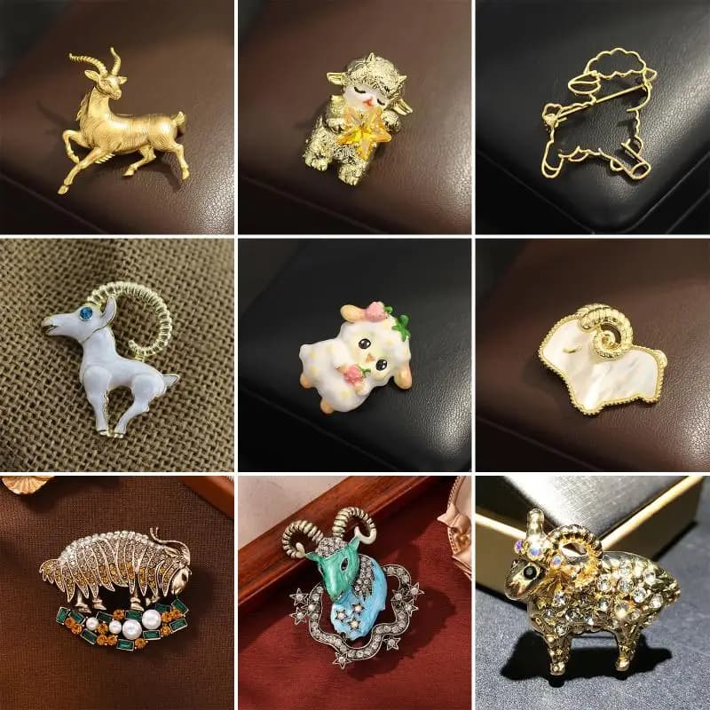 Elegant Sheep Goat Shaped Brooch Rhinestone Pearls Lapel Pin Animal Brooch Perfect For Daily Wear Party Dresses
