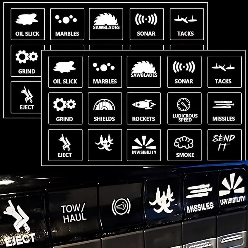 Creative Car Interior Switch Button Stickers Dashboard Console Label Decals Self-Adhesive Decorations for Car Truck 15pcs/Set