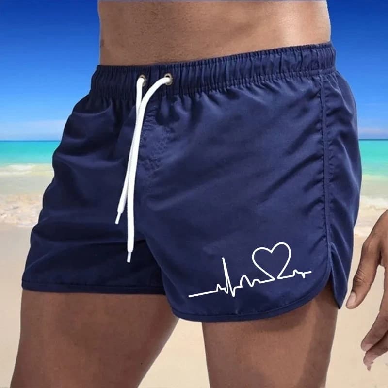 Board Shorts Men's Quick-dry Swim Trunks Swimsuit Breathable Comfort Pocket Electrocardiogram Surf Beach Summer Drawstring Three