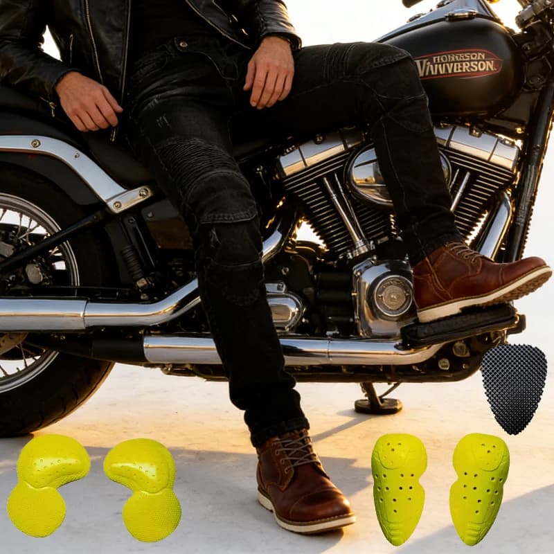 Jeans da Moto per Uomo, Pantaloni Neri per Motocross, Abbigliamento Protettivo per Uomo