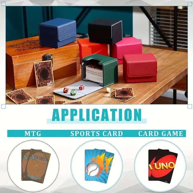 Scatola per carte plug-in con lato ribaltabile da 100+, scatola per carte pianeta in pelle, scatola per carte periferiche di gioco, scatola per carte di archiviazione Game King
