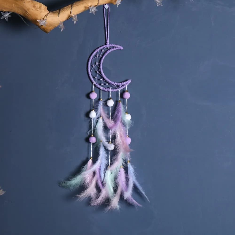Exquisite with Light Dreamcatcher Ornament Feather Decor Boho Style Dreamcatcher Pendant Hanging Decor Kids Room Decor