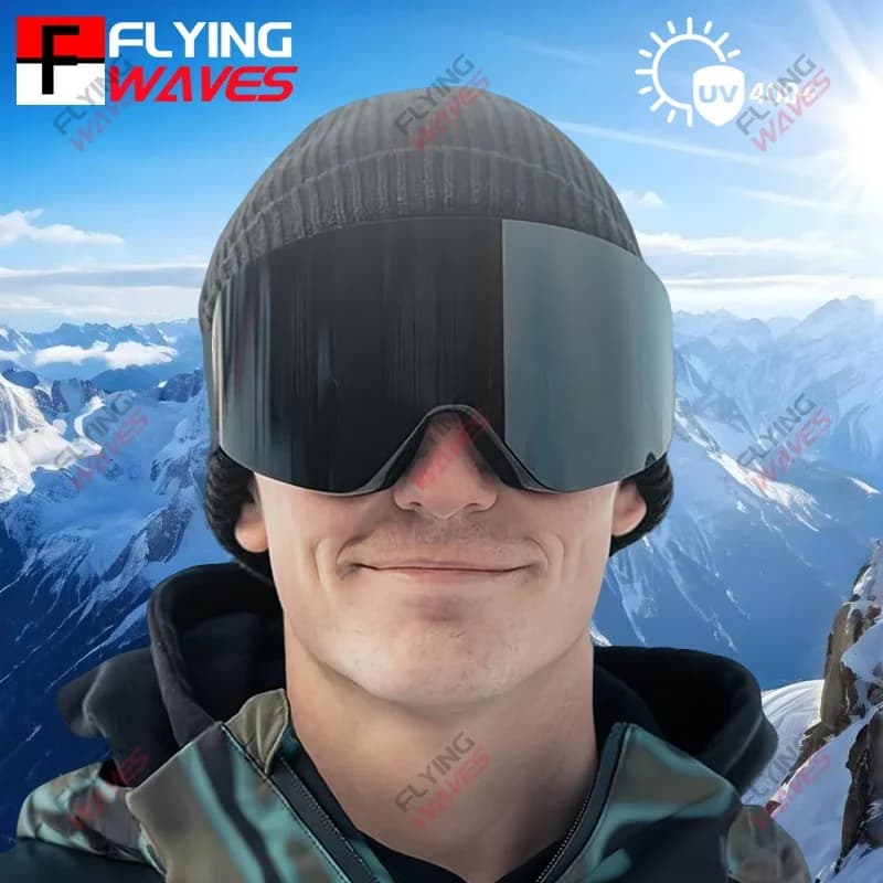 Occhiali da sci professionali Occhiali da neve senza cornice per adulti 100% UV400 Lenti magnetiche sostituibili antiappannamento Occhiali da snowboard