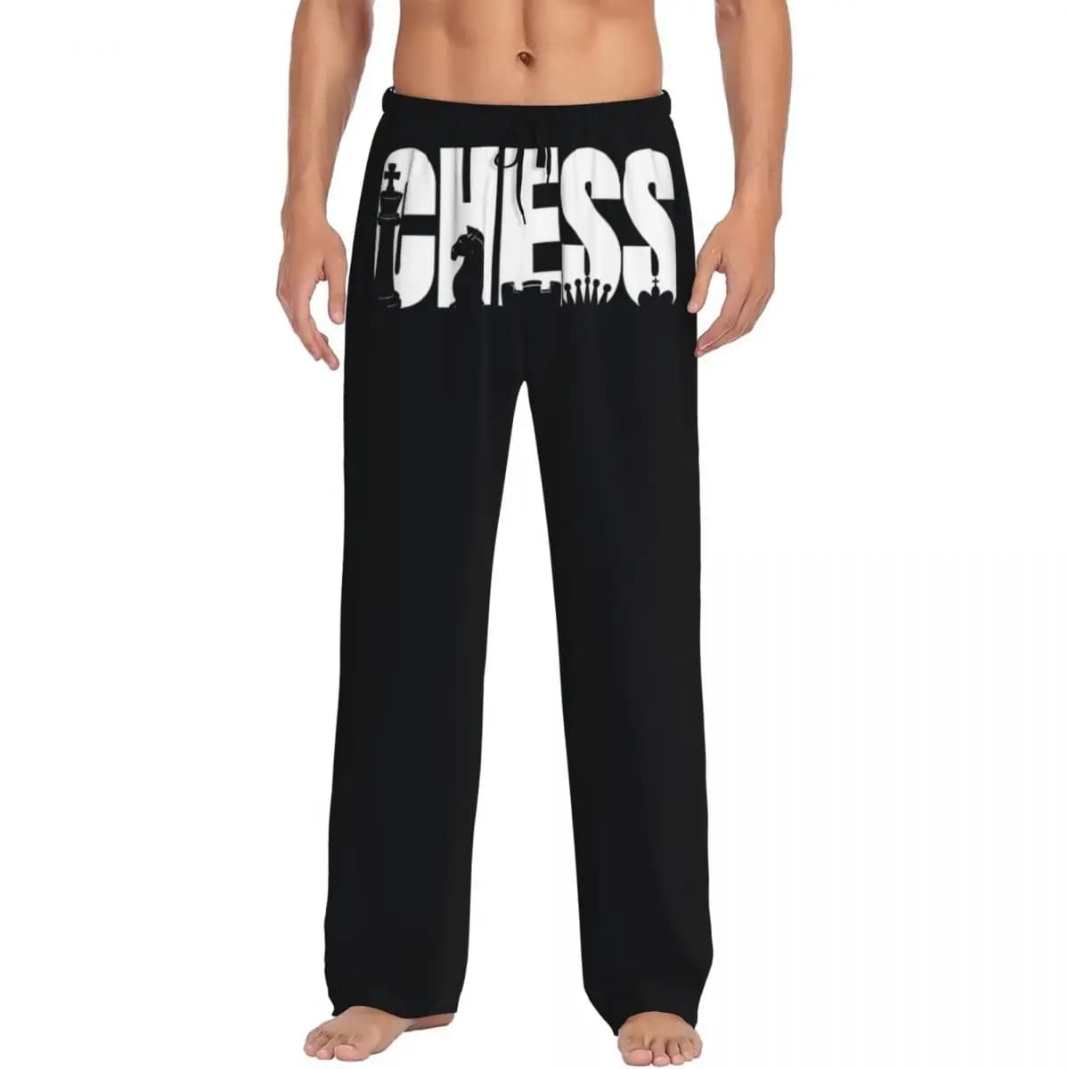 Custom Chess Board Pajama Pants Men Chess Game Sleepwear Lounge Sleep Bottoms Stretch with Pockets