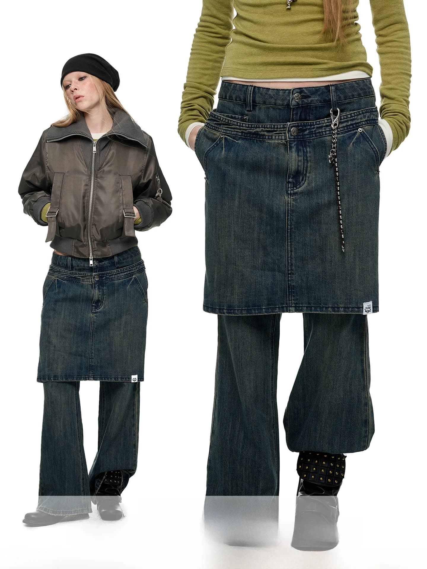 Jeans Vintage da Donna JIKOO con Tasche Multiple, Effetto Sbiadito, Pantaloni Lunghi Slim Fit, Casual a Gamba Larga, Vita Naturale, Chiusura con Bottoni