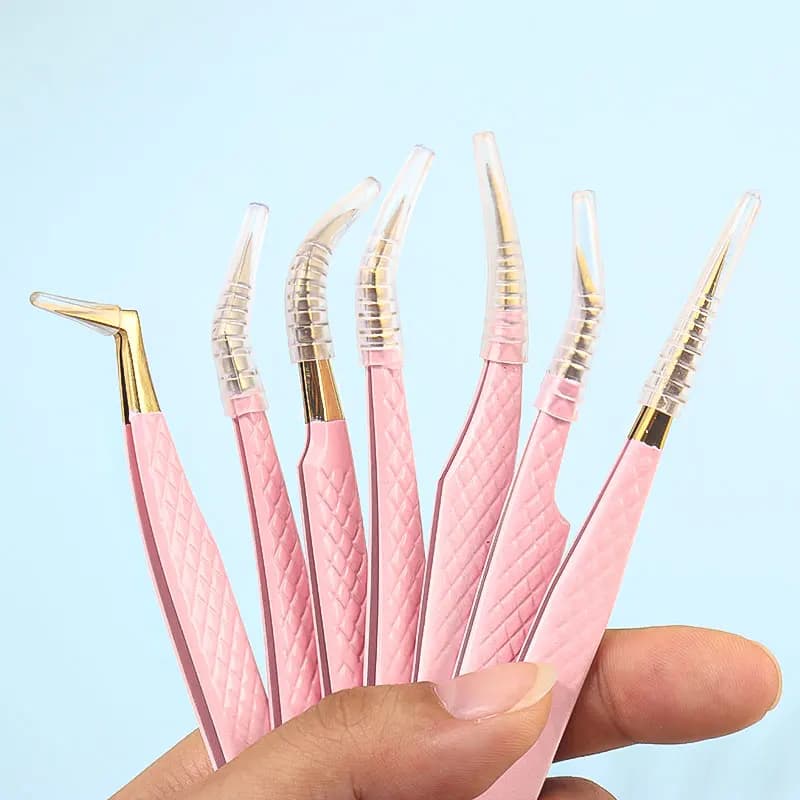 1 pcs Stainless Steel Eyebrow Extension Sweater Clips For Eyebrow High Accuracy Grip Bigodin for Eyelashes Color Scented Pink Blue