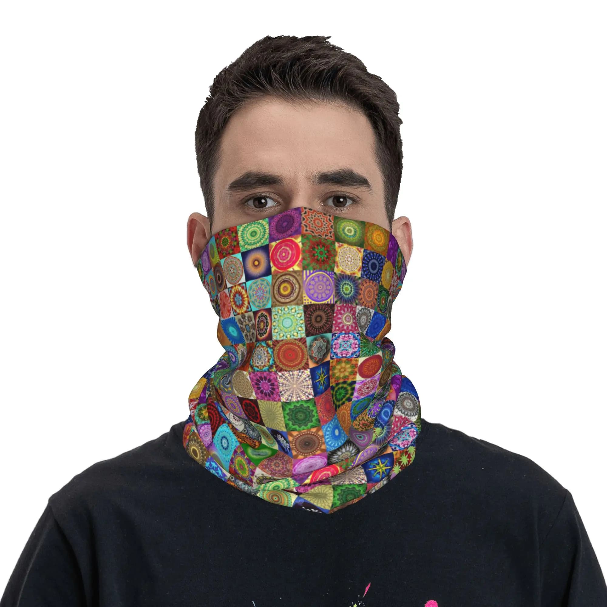 Aesthetically Pleasing with a Colorful Mandala Pattern Bandana Neck Cover Printed Mask Scarf Cycling Scarf Cycling Unisex Adult