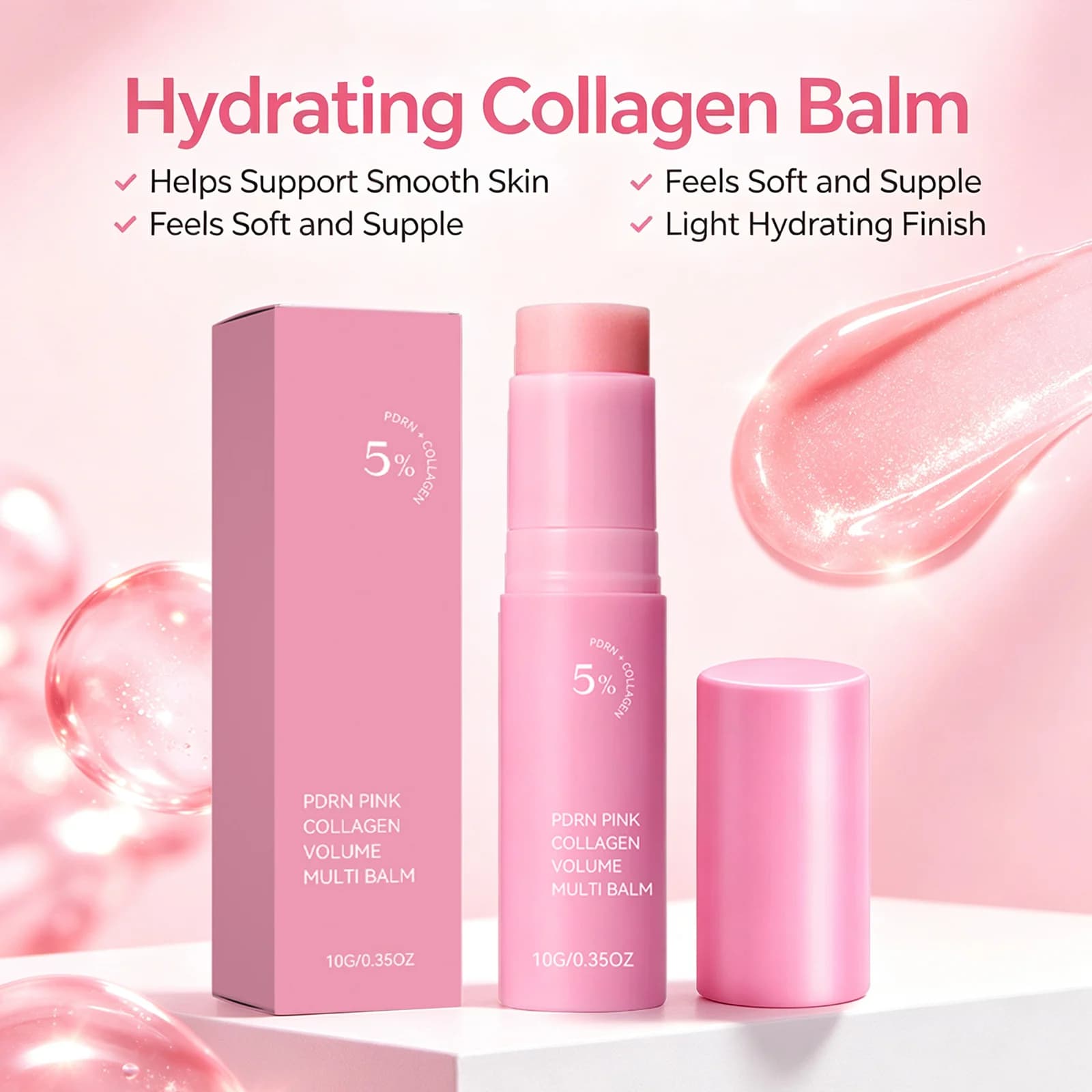 Collagen Volume Multi Balm Stick Moisturizing Soothing Tight & Dry Skin Enhance Skin Plumpness Smoothing Facial Care Solid Balm