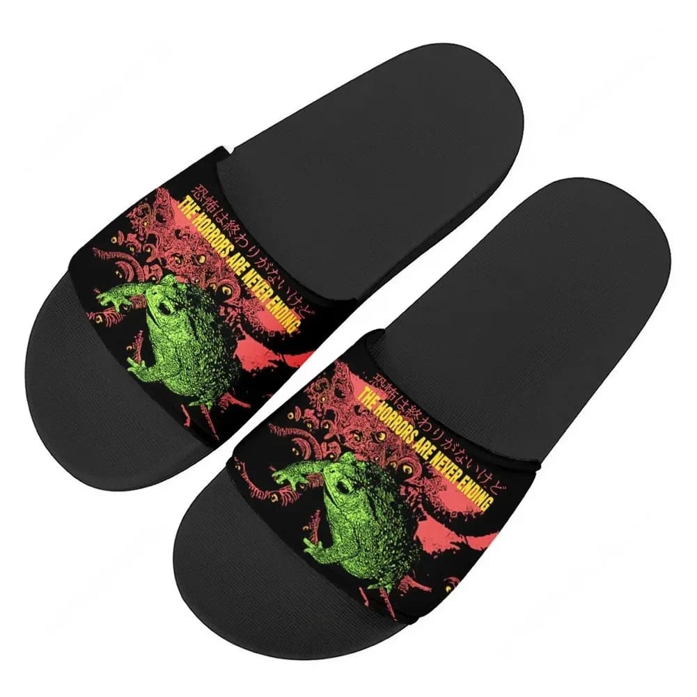 The terrible horrors never end, but I remain foolish: Frog-shaped slippers in Japanese style, home and water shoes, summer sandals for men and women