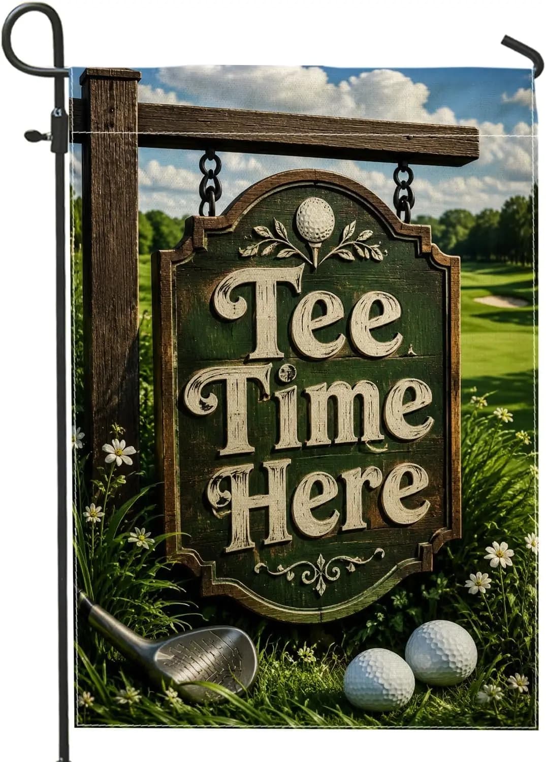 Golf Ball Garden Flag, Outdoor Sport Golf Club Sign Summer Green Burlap Double Sided Yard Decorative Flags for Outdoor Patio kkz