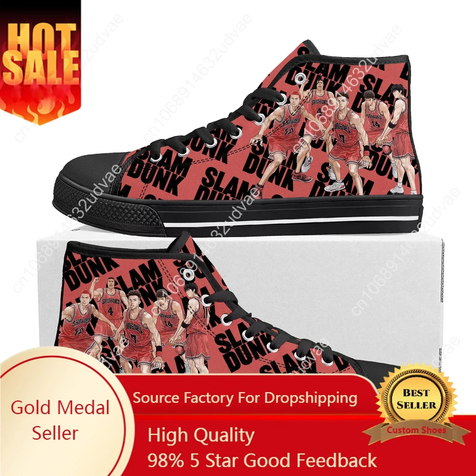 S-Slam Sakuragi Hanamichi Basket D-Dunk High Top Sneakers Man Woman Teen Haruko Akagi Canvas Sneaker Casual Shoes Customized