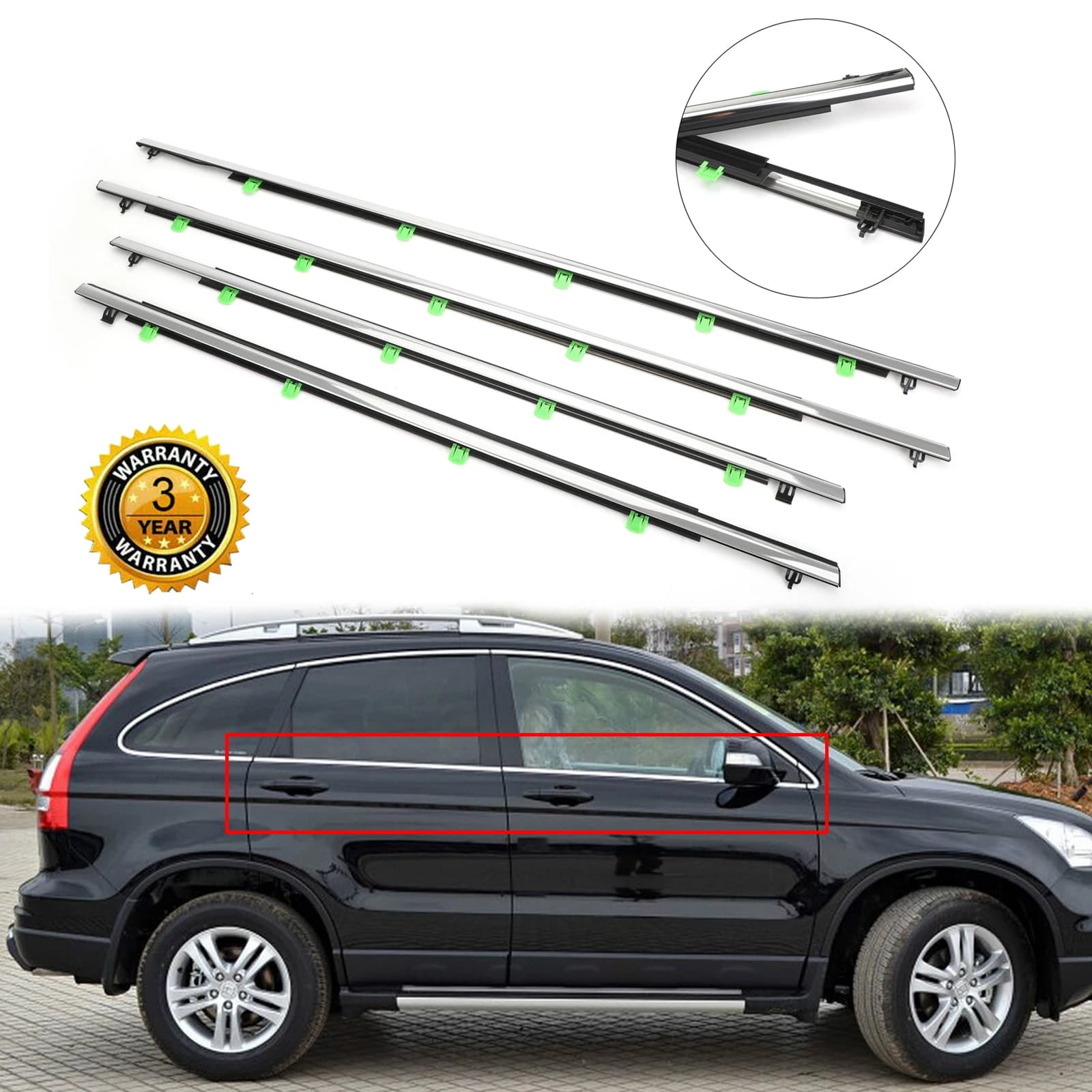 4x Guarnizioni per modanatura finestrino auto per Honda CR-V CRV 2007-2011