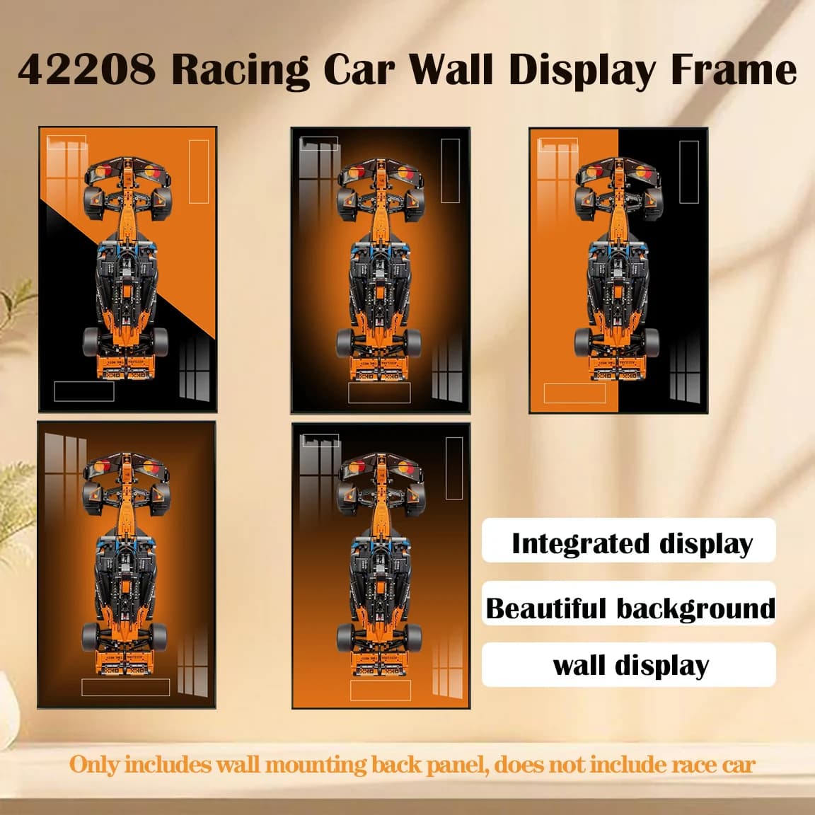 Supporto da Parete per Esposizione Compatibile con Lego 42206 Auto da Corsa, Cornice Portafoto per Modelli di Costruzioni - Auto da Corsa Non Inclusa
