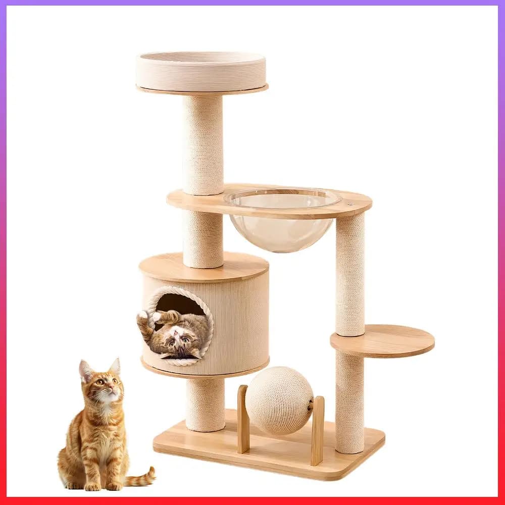 Tiragraffi per Gatti Resistente all'Usura, Piattaforma di Salto per Gatti, Nido Integrato Traspirante, Torre per Gatti, Palo Tiragraffi per Animali Domestici