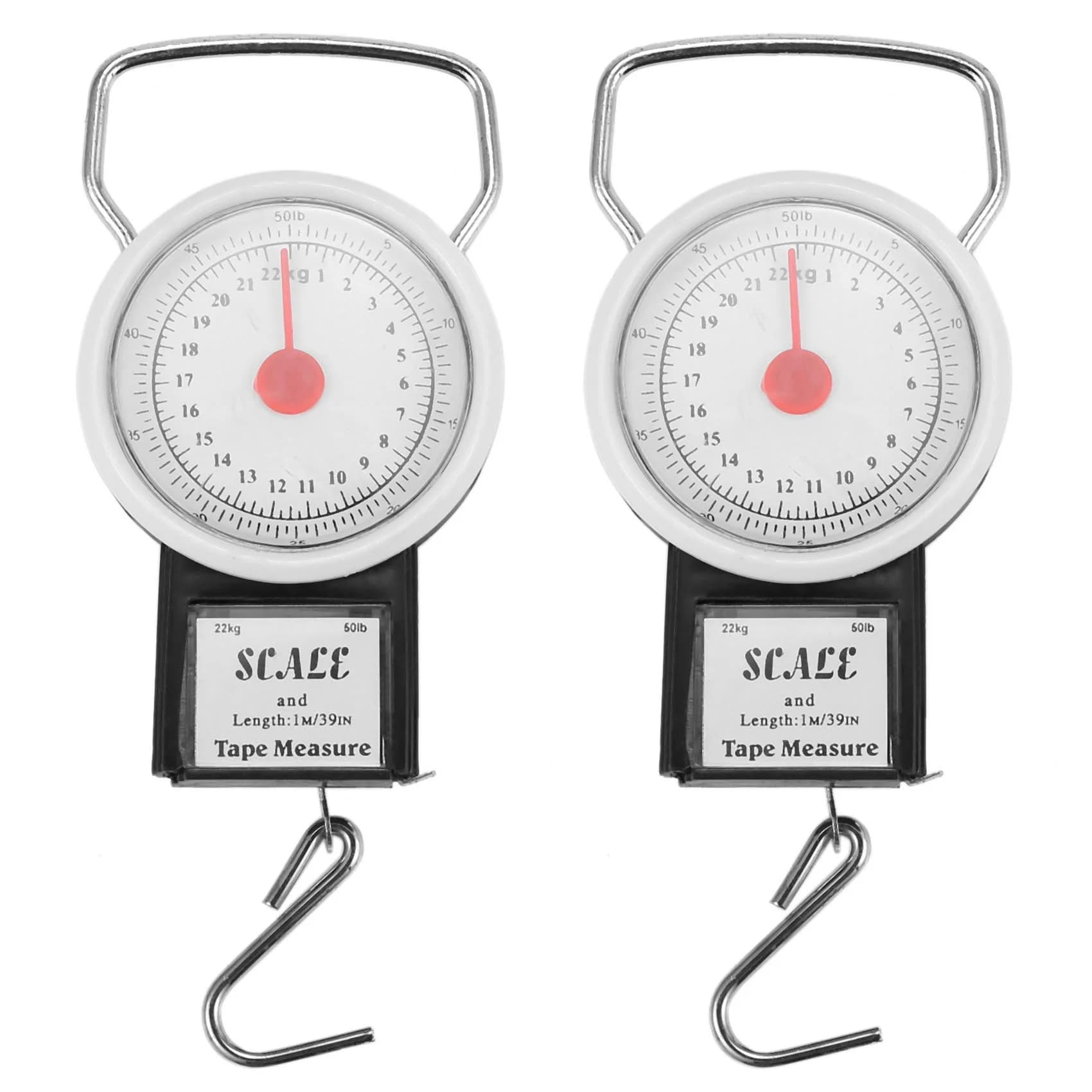NEW-2X Bilancia portatile da viaggio per bagagli con gancio per valigia, nastro di misurazione da 22 kg e 50 libbre