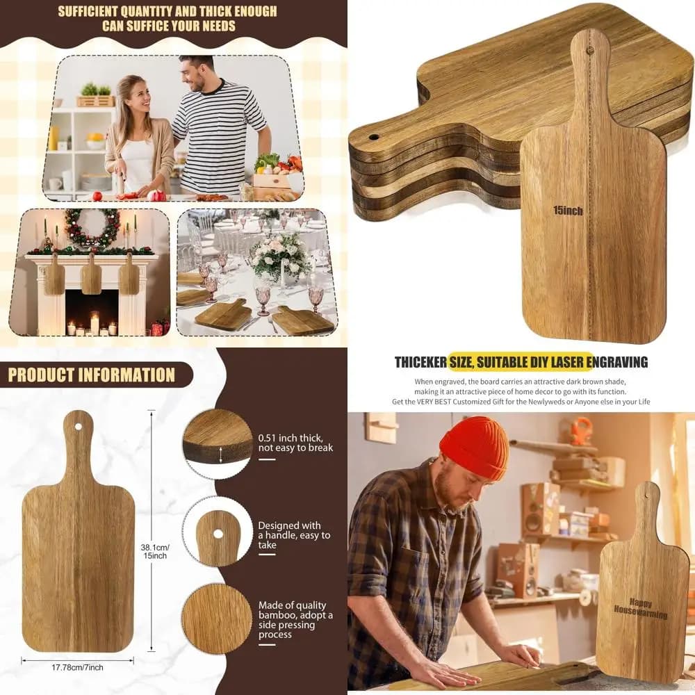 Set of 6 wooden cutters often to cut, serve and engraving: ideal for the Mother's Day, weddings and house opening gifts