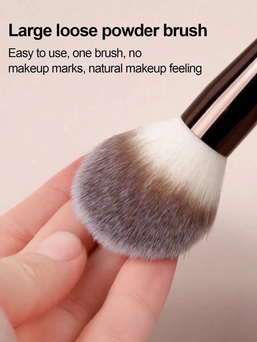 Set of 3 Double Estremity Makeup Brushes with Aluminium Handle and Soft Synthetic Seeds for Powder, Fondotinta and Blush