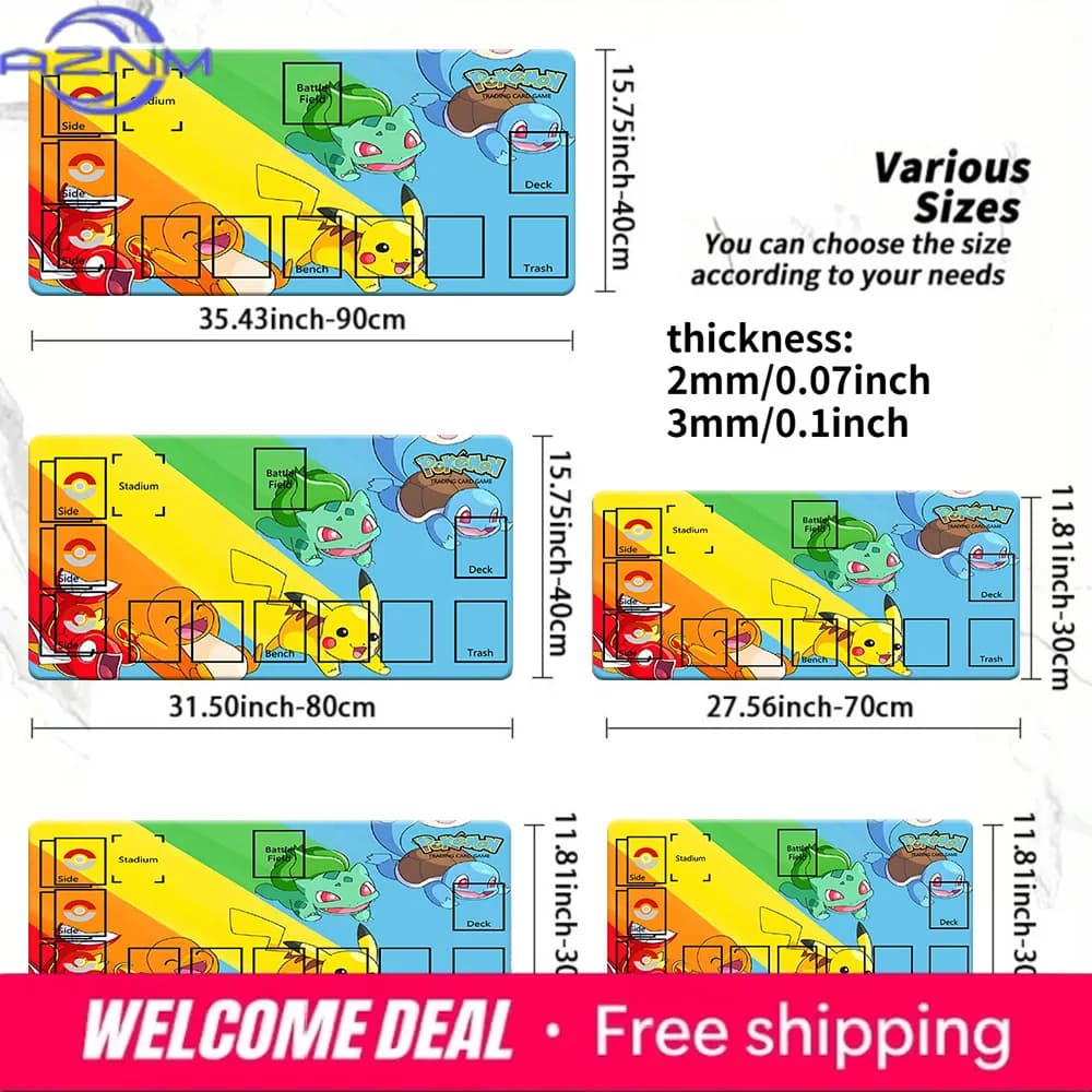 Rainbow Starters Pikachu Pokemon TCG Playmat Tappetino da gioco grande antiscivolo per mouse da gioco