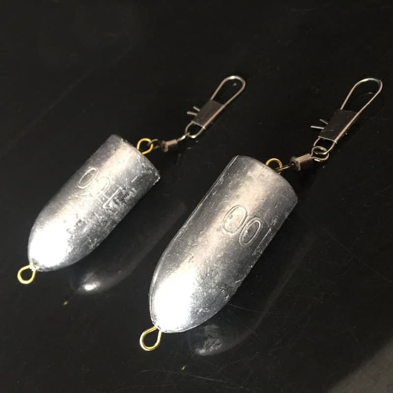 5 Pezzi Piombi Antipolvere Flessibili e Resistenti a Forma di Proiettile, per Esche da Pesca in Mare, Peso 6-120g