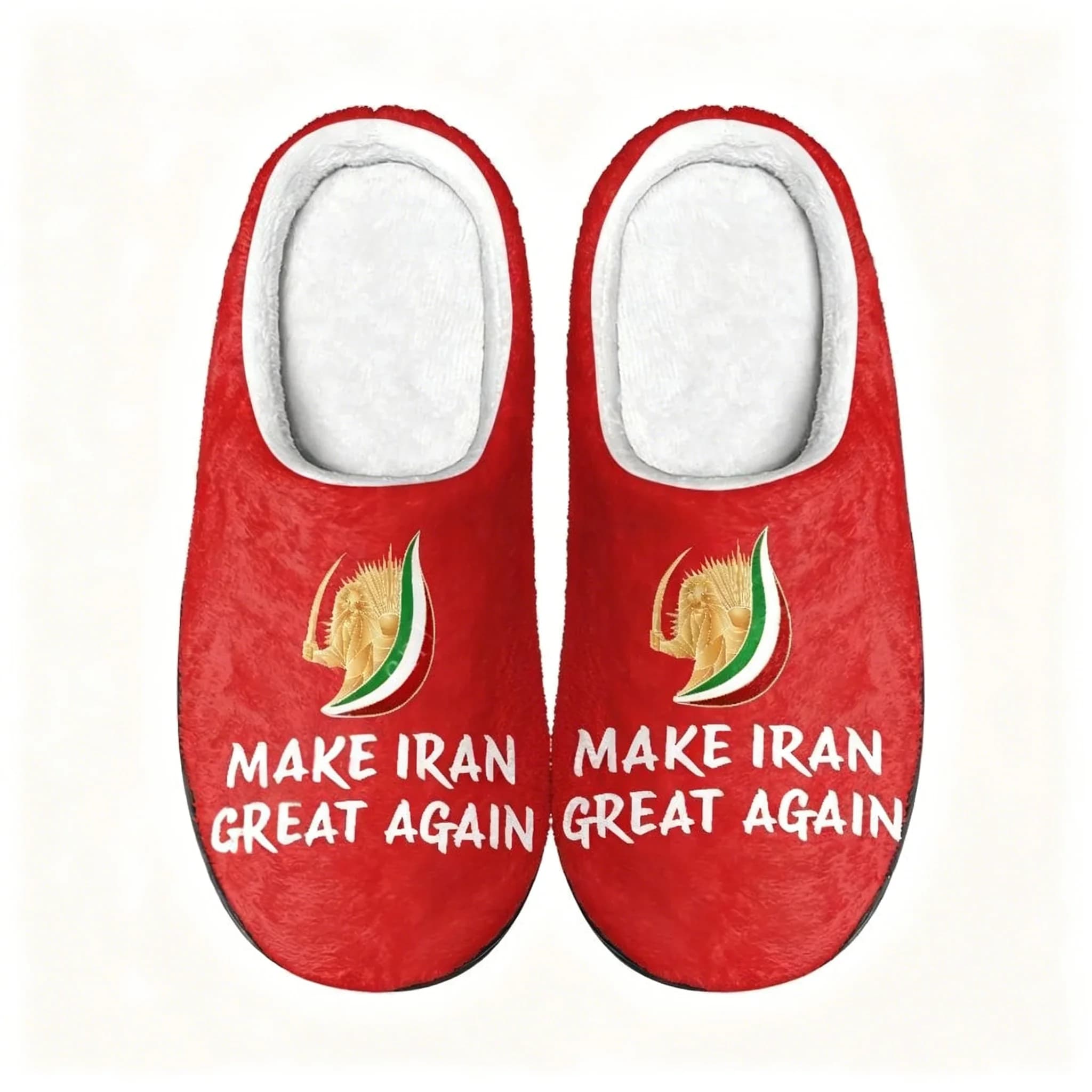 MAKE IRAN GREAT AGAIN Pantofole in cotone da casa per uomo, donna e adolescente, in peluche, per camera da letto, calde, personalizzabili