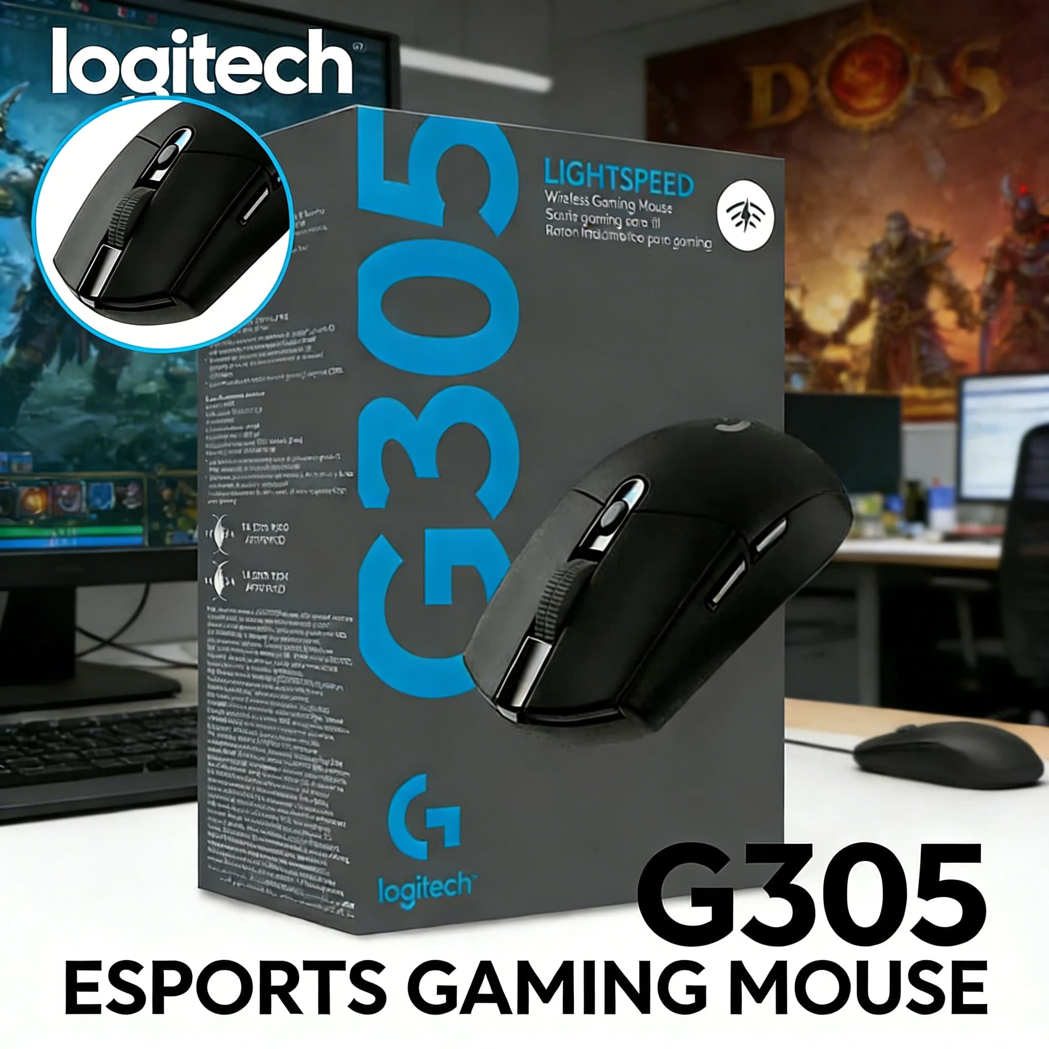 Mouse da Gaming Wireless Professionale Logitech G305 Lightspeed per Esports FPS Competitivi, Accessori Leggeri per PC Gaming