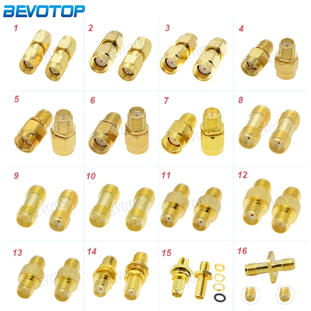 2Pcs/Lot SMA/RP SMA Male to SMA /RP SMA Female Straight Adapter RF Coaxial Connector Converter for WIFI 4G Antenna Wholesale