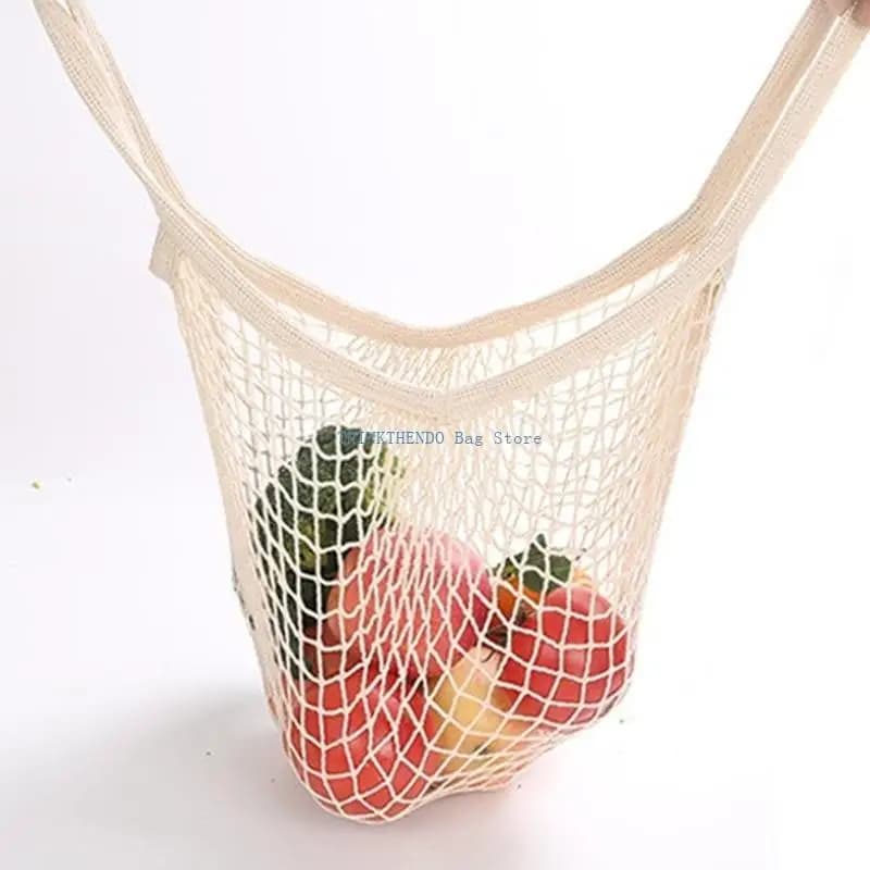 340D Foldable Friendly Cotton Mesh Grocery Bag For Picnics Beach Laundry Use