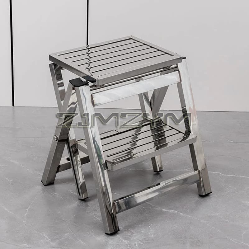 Sgabello con scala in acciaio inossidabile Scaletta pieghevole telescopica ispessita Panca con scala a 2-3 gradini portatile multifunzionale per interni