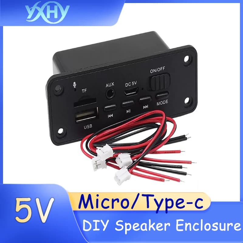 Scheda di decodifica amplificatore audio MP3 con Bluetooth 5.0, lettore USB flash drive senza perdita di dati, scheda TF, ingresso AUX, box audio fai da te 5V