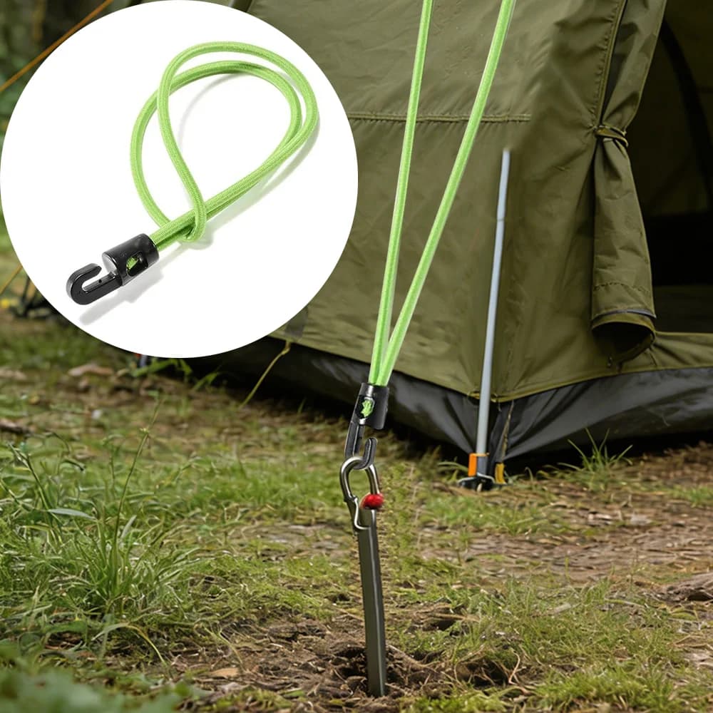 10 Pezzi di Picchetti per Tenda con Corde, Corde per Fissaggio Tenda da Escursionismo e Campeggio, Corde per Appendere Oggetti all'Aperto, Facili da Trasportare, Comode per la Conservazione, Possono Fissare Tende e Appendere Oggetti S004224