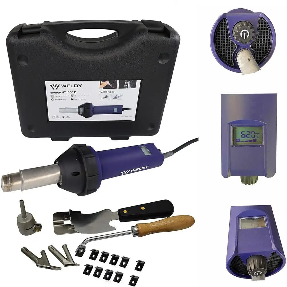 Pistola Termica Digitale da 1600W per Saldatura Plastica, PVC, Coperture in TPO e Pavimentazioni (con Kit di Saldatura)