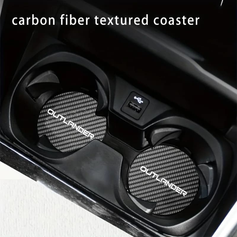 Carbon Fiber Cup Holder Insert For Mitsubishi Outlander, Leather Material, Non-Slip And Durable, Fit For Center Console Cup Hol