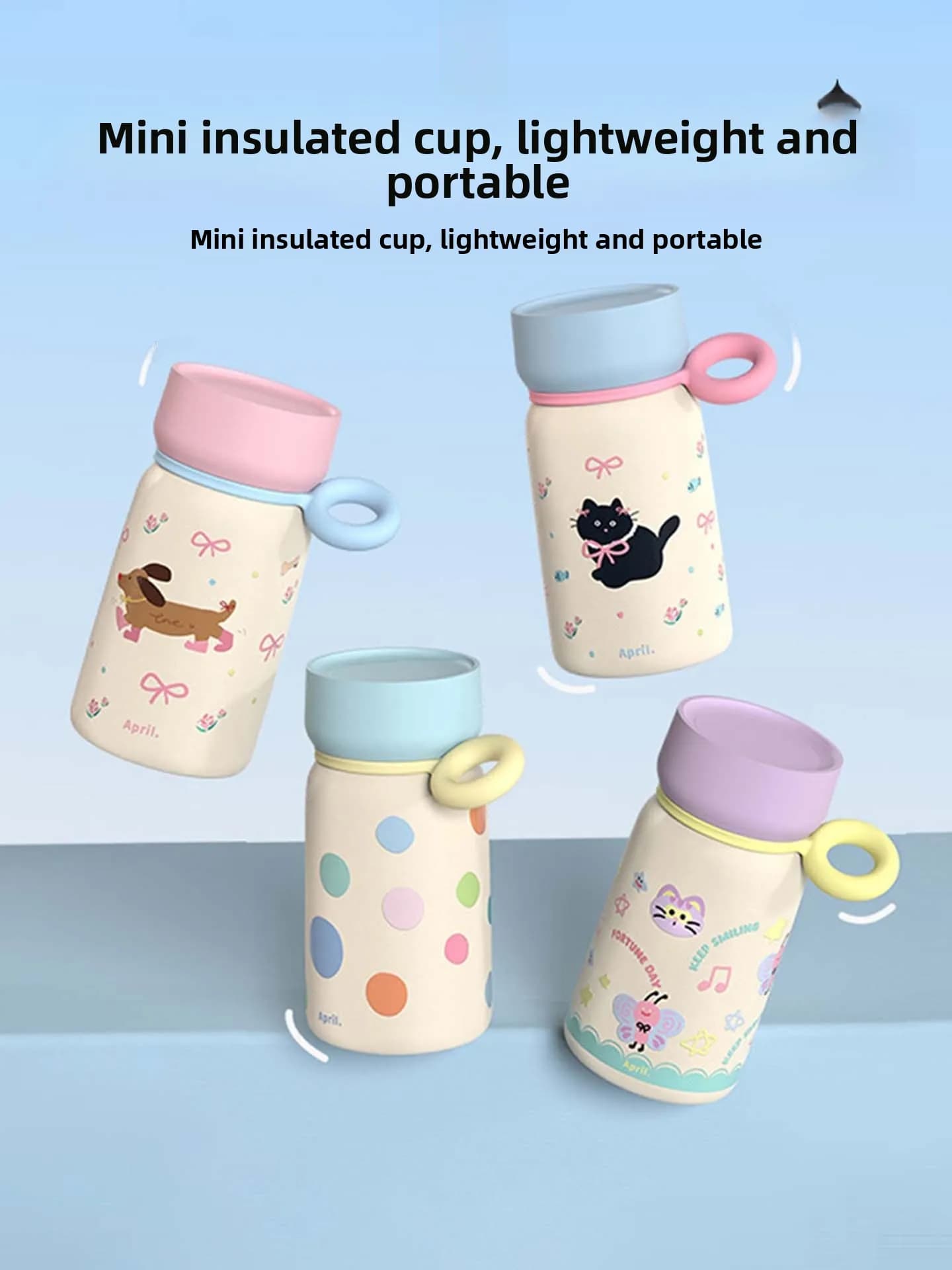 Bottiglia d'Acqua Isolata Portatile in Acciaio Inox 304 Modello 2025, Alto Valore Estetico per Uso Esterno, Antigoccia, Design Cartoon