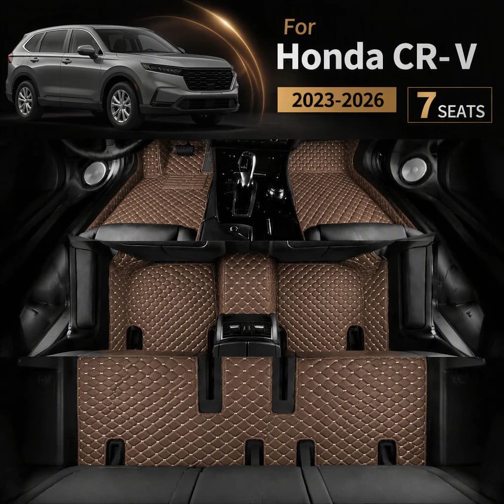 LHD Car Floor Mat For Honda CR-V 2023 2024 2025 2026 (7 Seater) Leather Carpet Car Accessories Car Interior Decor Styling