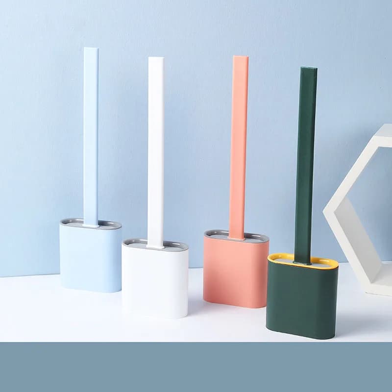 Spazzola per WC in Silicone con Setole in TPR e Manico Staccabile in ABS, Montabile a Parete, per Pulizia a 360° ° Pulizia Profonda
