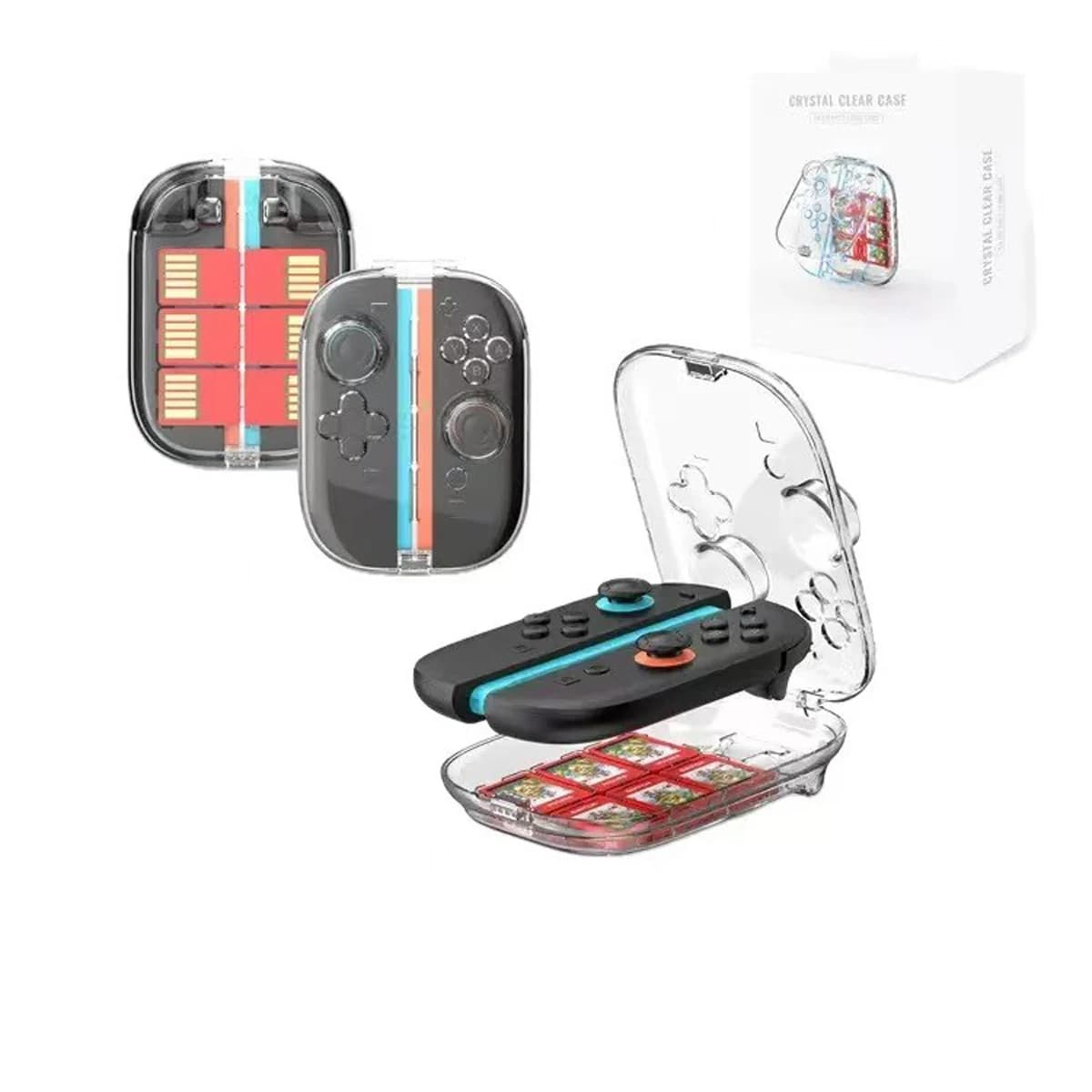 Custodia Protettiva Trasparente per Joy-Con di Switch 2 con Scatola Porta Schede di Gioco, Antiurto e Anticaduta, Accessori per Videogiochi