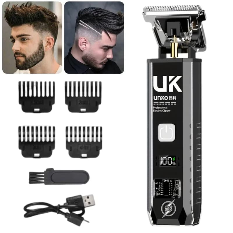 T9 Electric Beard Trimmer Cordless Hair Clipper for Men 4 Combs Brush USB C Wire Rechargeable Shaver Home Grooming Tool