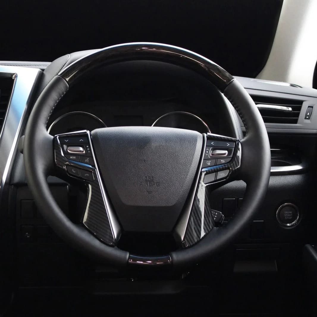 ABHX-For Toyota Alphard Vellfire 30 2015-2019 Car Steering Wheel Cover Trim Decor Frame Stickers Accessories