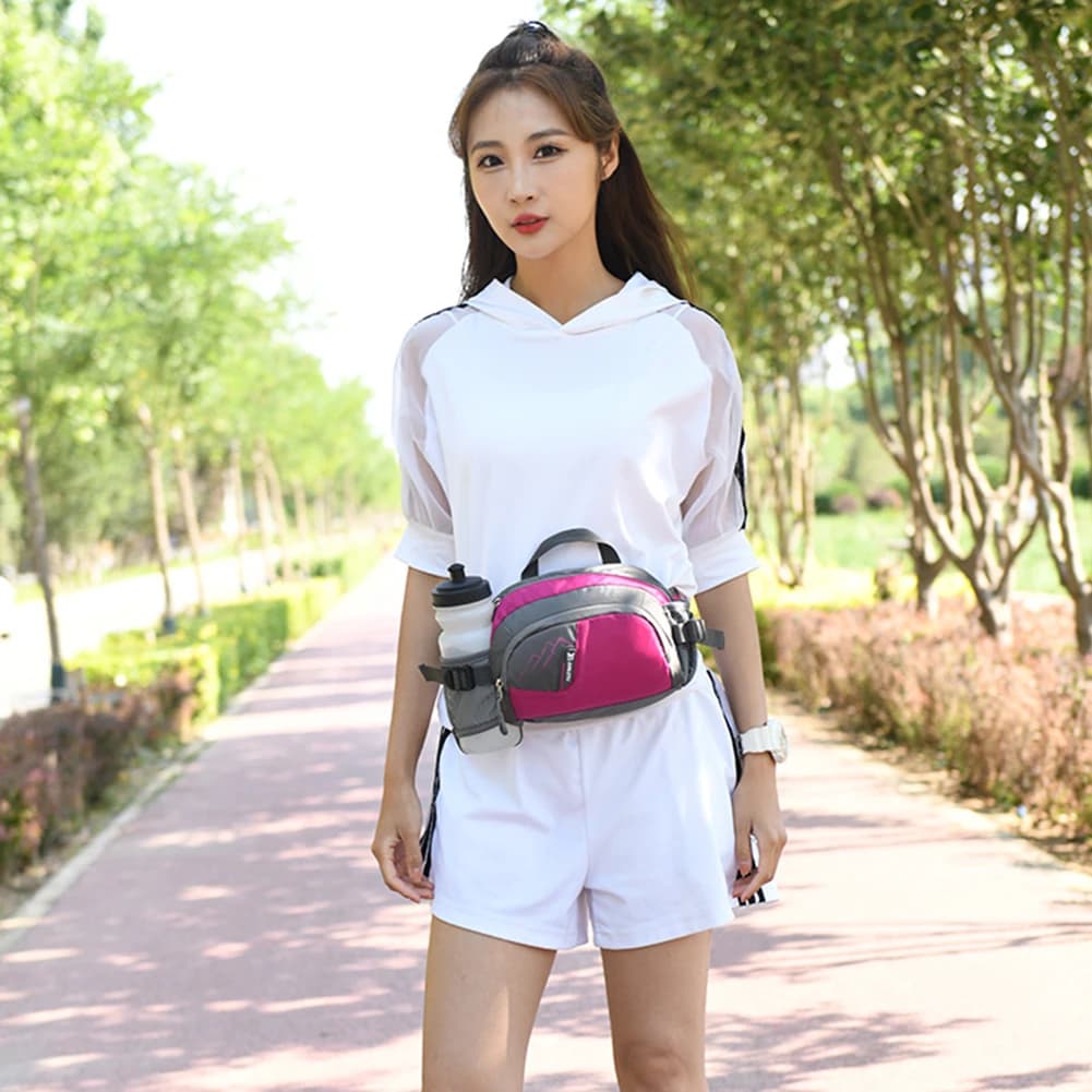 Fanny Pack Running Belt Purse Phone Pouch Nylon Bum Bag with Bottle Holder Waterproof for Cycling for Running Hiking for Jogging