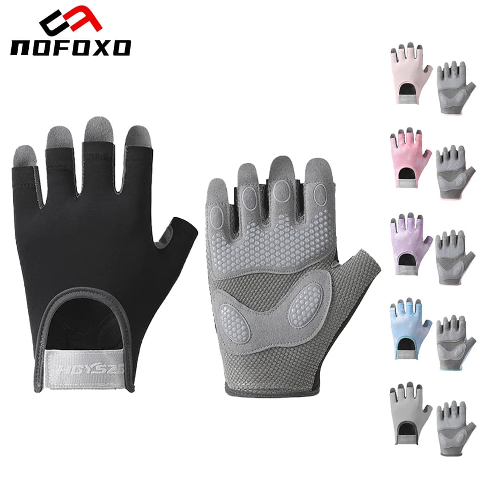 NOFOXO Gym Gloves, Cycling Gloves Mezze Dita, Breathable and Shockproof, Anti-slip for Men and Women, for Mountain Bike