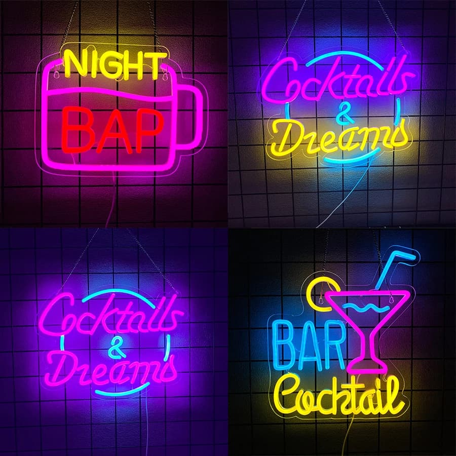 Insegne al neon della serie Bar, icone aziendali con lettere colorate, alimentate tramite USB, utilizzate per ristoranti, bar, club, feste, decorazioni per grotte uomo.