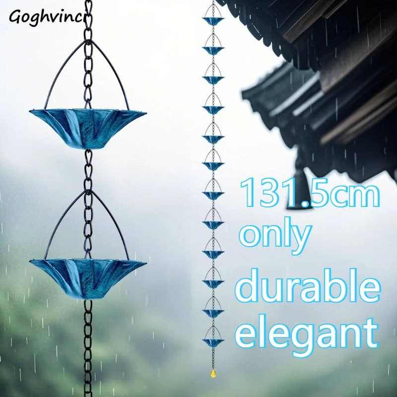 Rain Chains Wind Chime Easy Installation Decorative Outdoor Elegant Water Drainage Easy Installation Durable Multi-color Long
