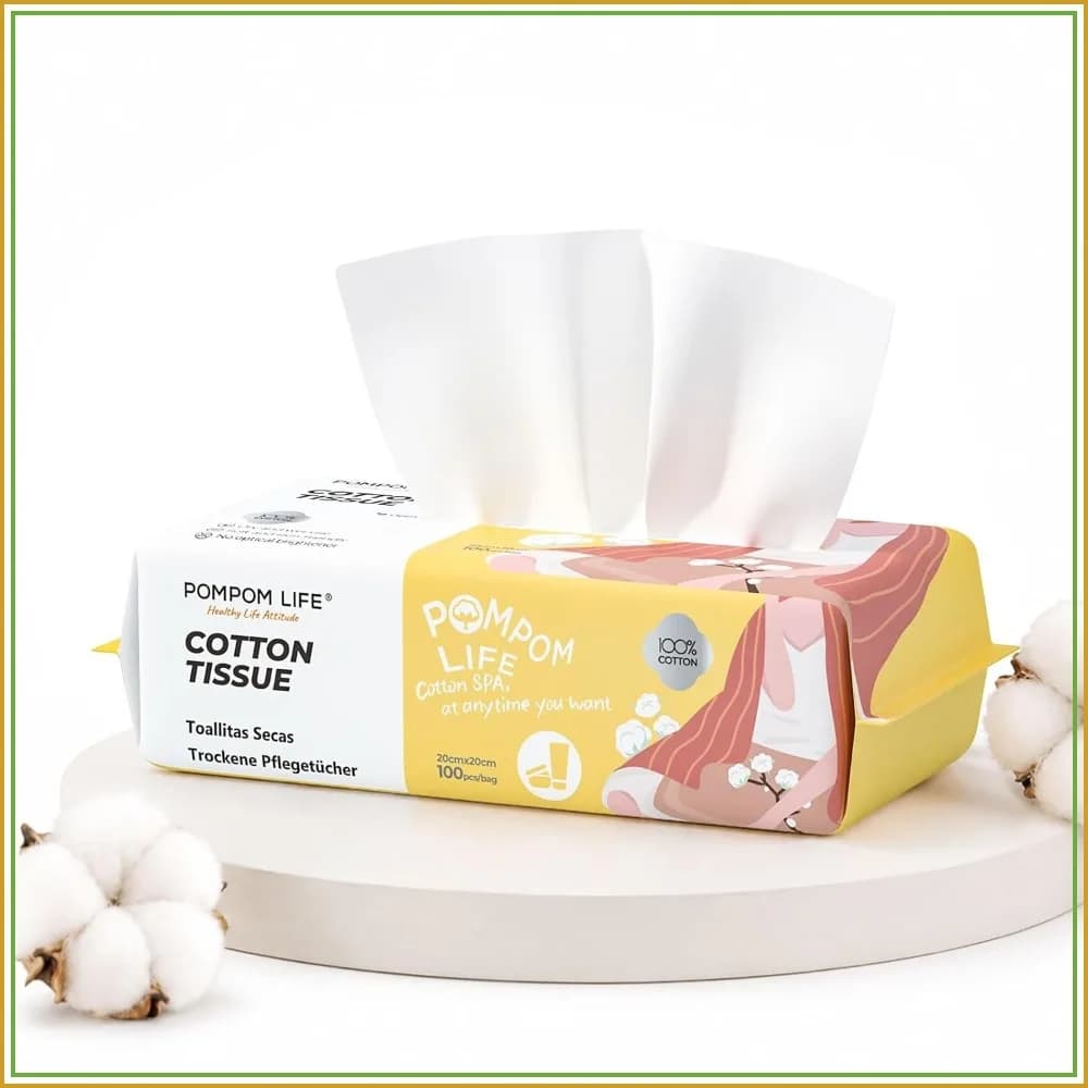 100 Count Disposable Face Towels, 7.9x7.9 in, 100% Cotton Biodegradable Dry Wipes for Face Wash, Makeup Removal, Travel Size